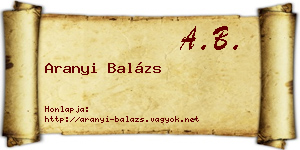 Aranyi Balázs névjegykártya