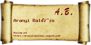 Aranyi Balázs névjegykártya