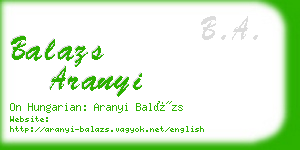 balazs aranyi business card